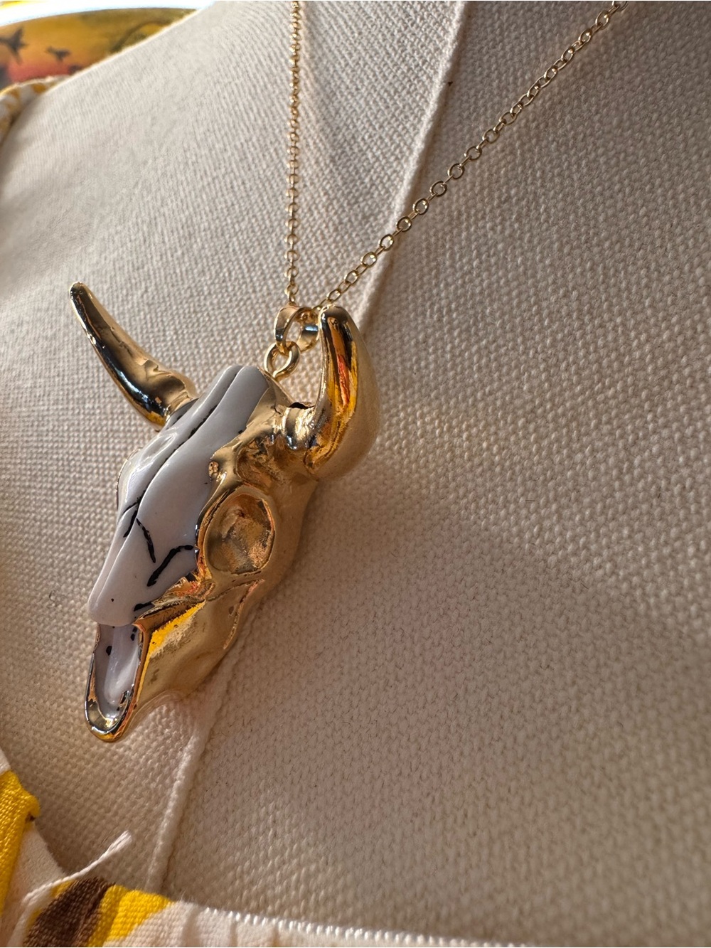 Vintage western bull skull necklace